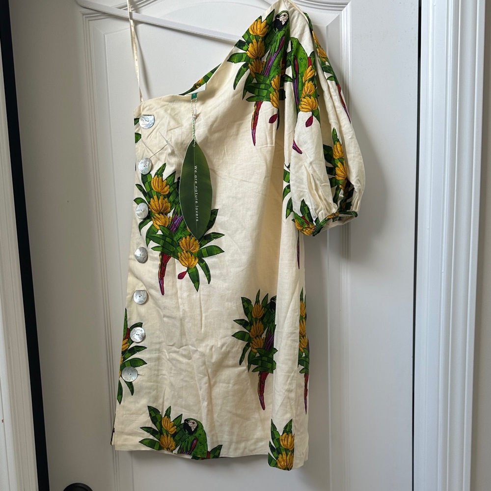 FARM Rio Maracana Bird Pearl One-Shoulder Dress